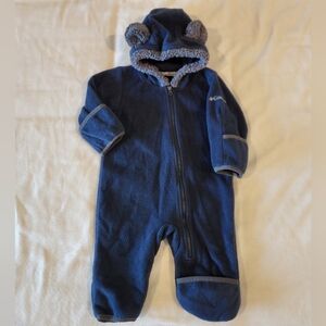 Columbia navy/gray‎ fleece bunting snowsuit infant size 3-6 months